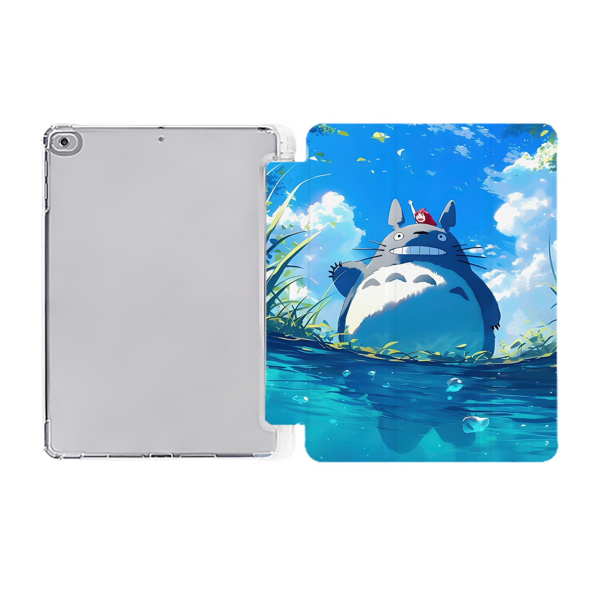 （画像用） となりのトトロ 草壁メイ 草壁サツキ My Neighbor Totoro Satsuki Kusakabe Mei Kusakabe IPad ケース ペン収納付き 三つ折りスタンド PUレザー×シリコン 対応機種9.5/10.5/10.9インチ